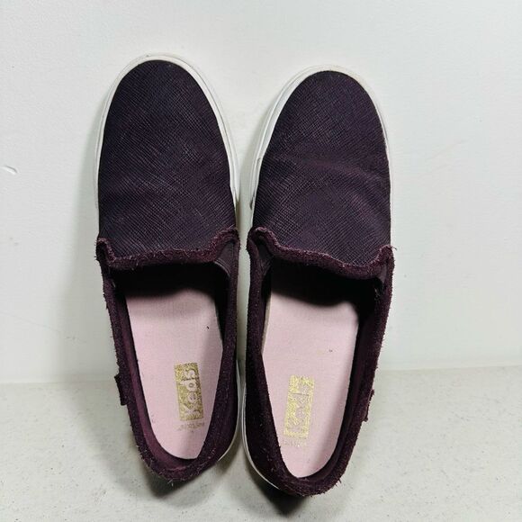 Keds Women's Double Decker Emboss Suede Slip On Sneaker Eggplant - Picture 6 of 8